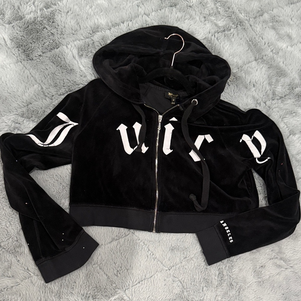 Juicy Couture Black Velvet Hoodie Jacket